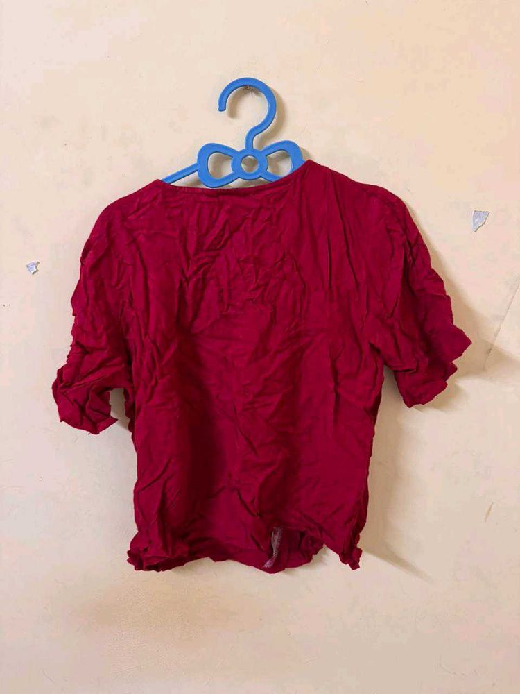 Chic Maroon Short-Sleeve Top