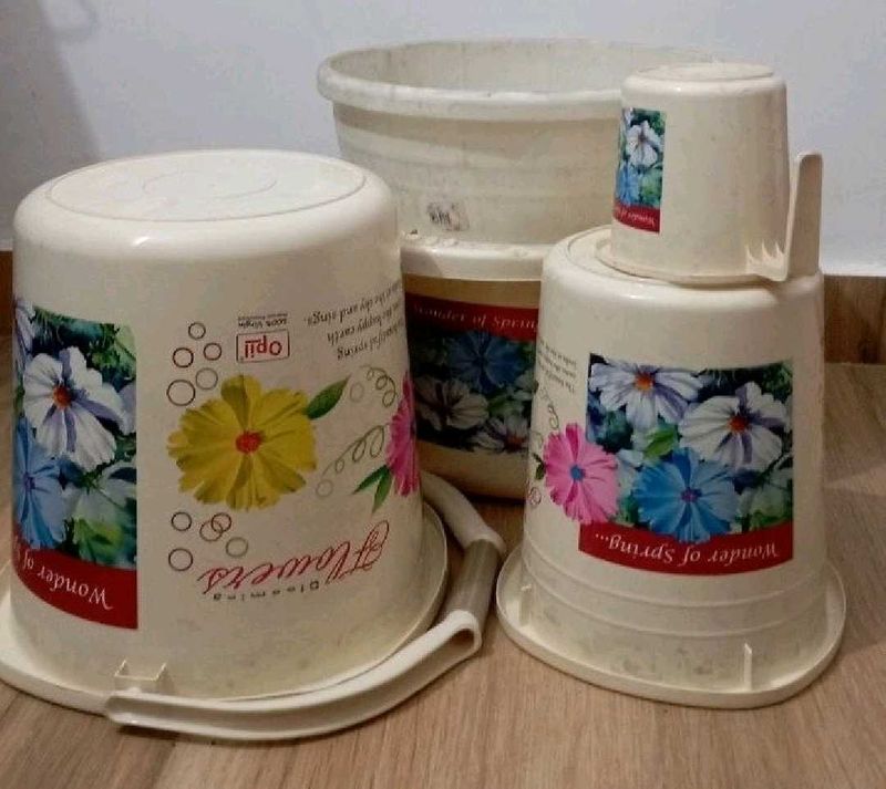 Vintage Flower Print Buckets Set