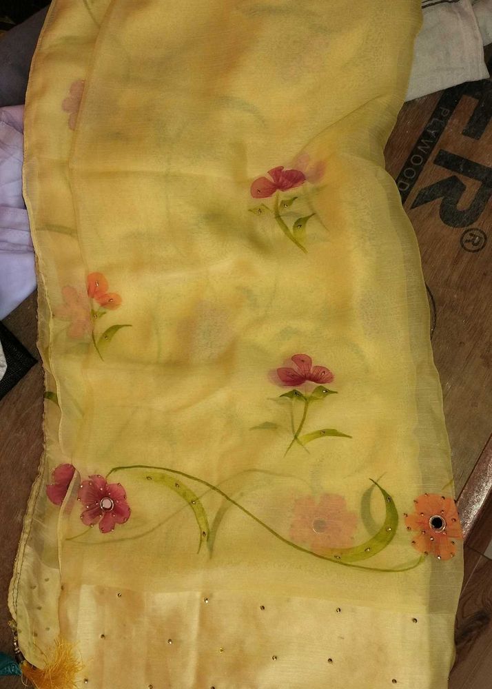 Beautiful Yellow Floral Saree