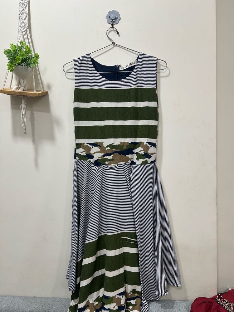 Striped &amp; Camo Print Dress