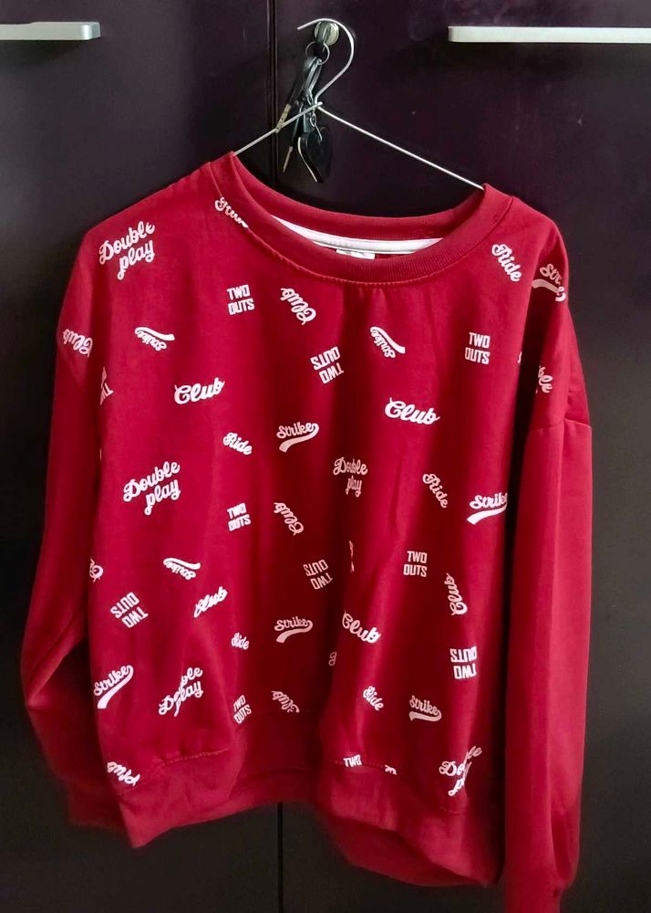 Red Graphic Print Sweatshirt