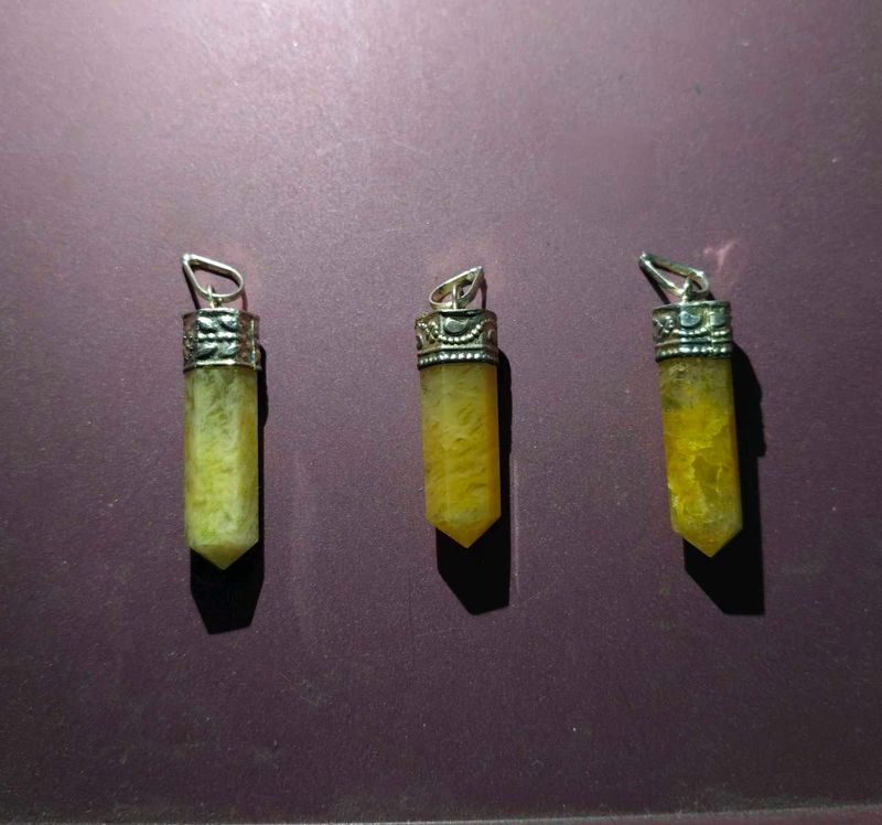CITRINE GEMSTONE CRYSTAL PENCIL PENDANT