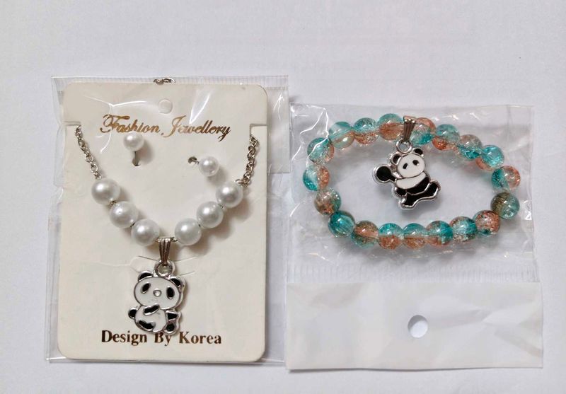 Panda Pearl Necklace &amp; Bracelet Set
