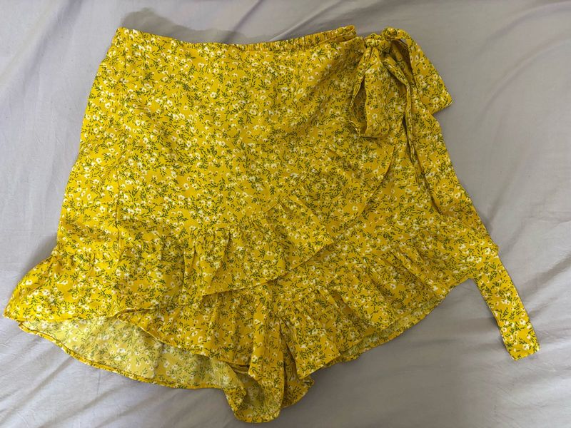 Yellow Floral Mini Skirt