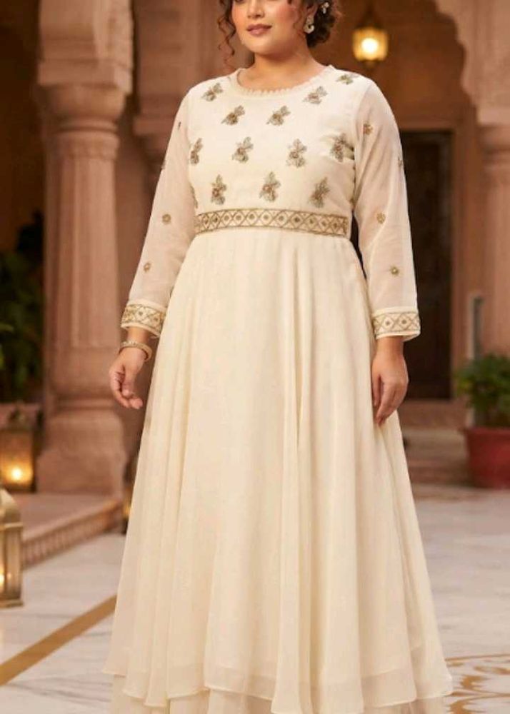 Elegant Cream Ethnic Gown