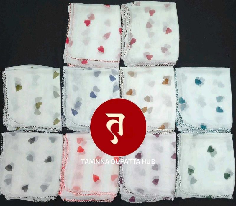 Chiffon Dupatta with Heart Print