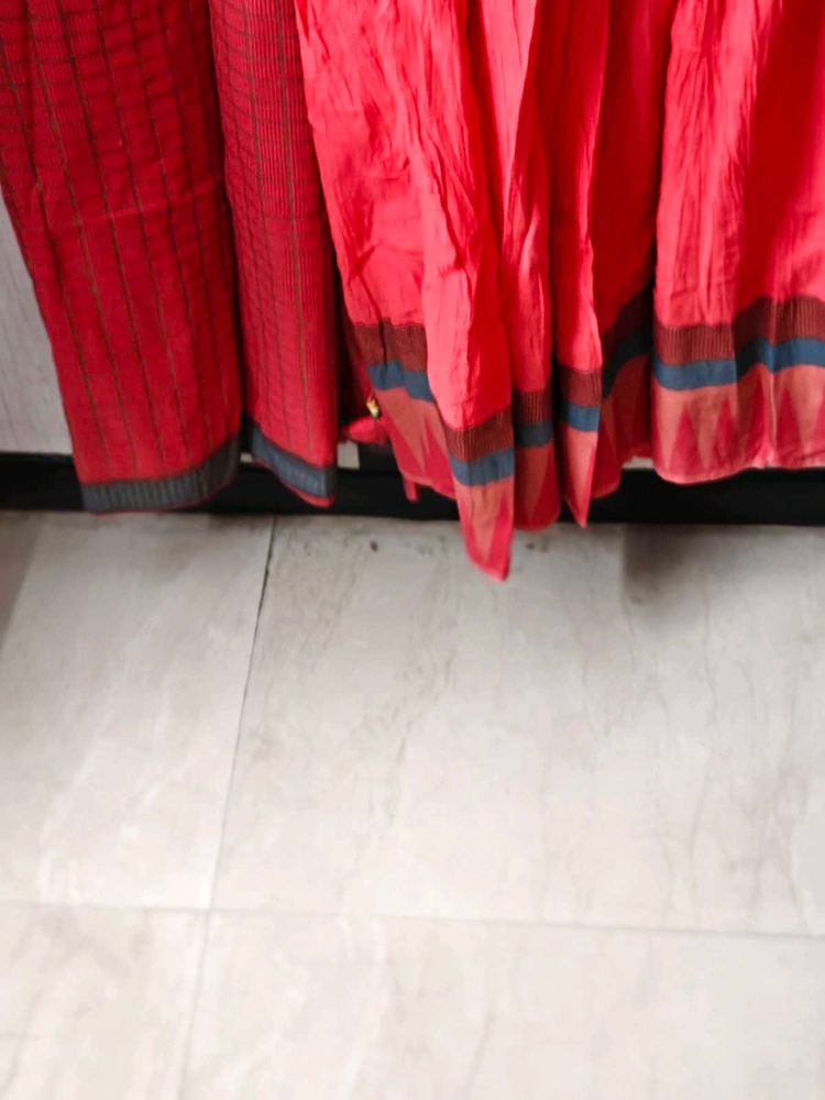 Vibrant Red suit with long skirts