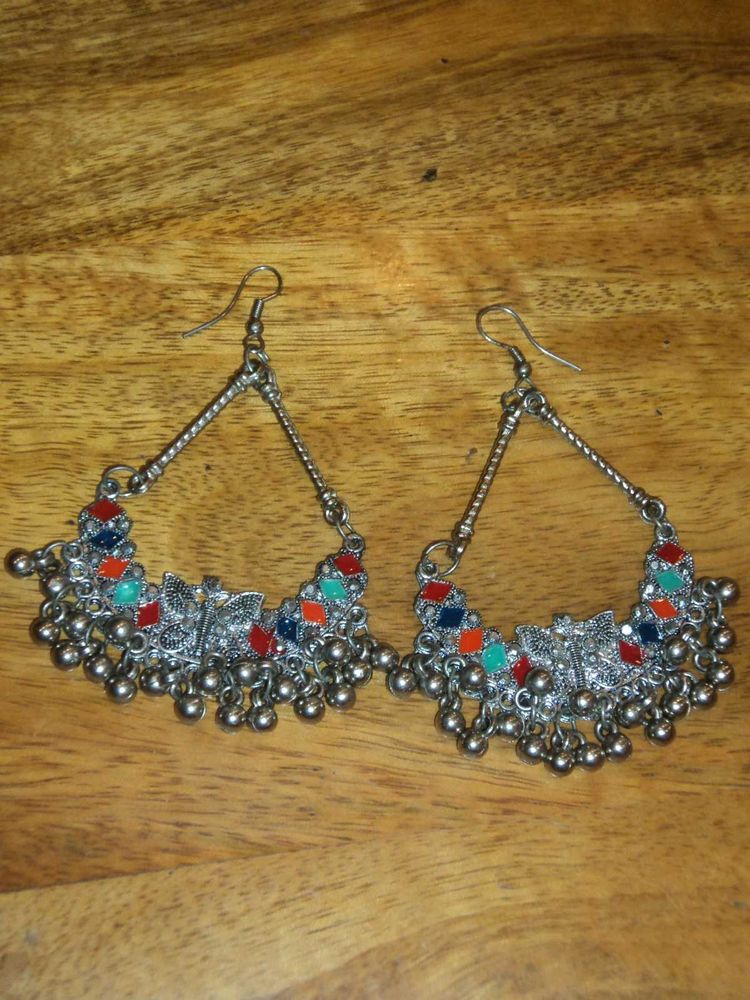 Oxidised silver Jhumka earrings