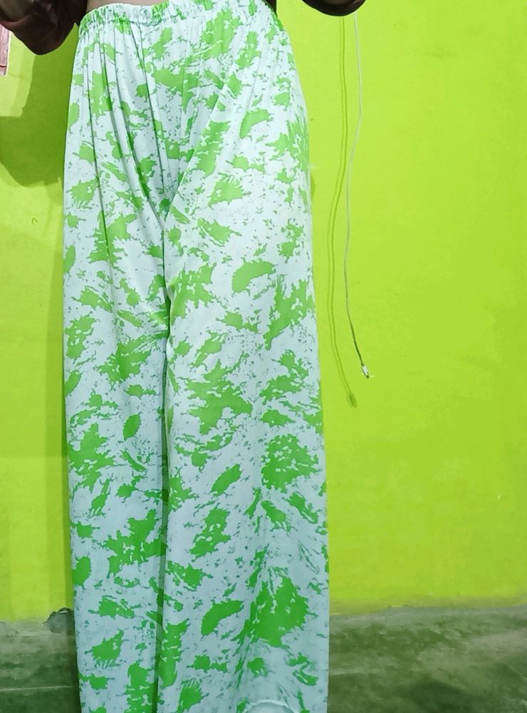 White &amp;Green Mix Colour Plazoo Pant