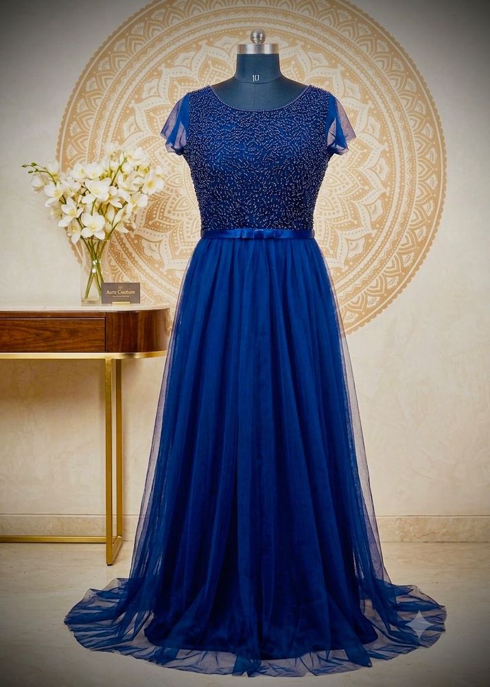 Royal Blue Beaded Princess Gown