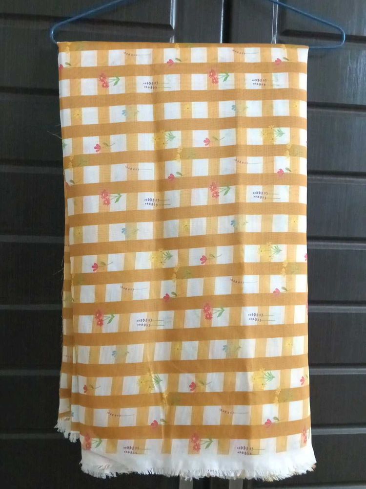 Trendy Yellow &amp; White Gingham thaan fabric 5mt