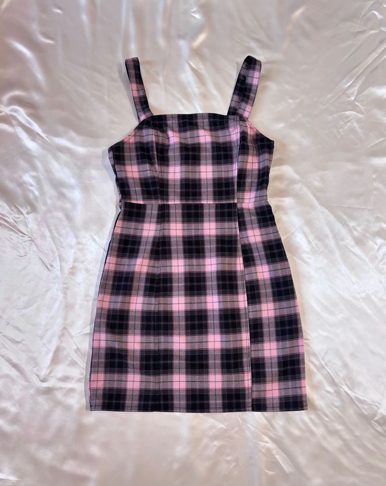 H&amp;M Pink &amp; Black Plaid Mini Dress