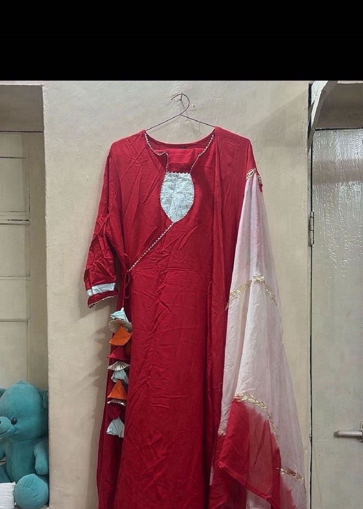 Vibrant Red Kurta Set with Dupatta