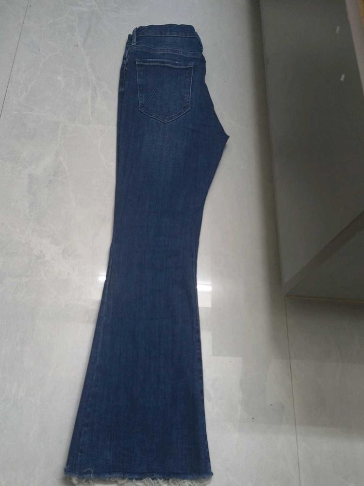 Women's Flared Blue Denim Jeans High waist
