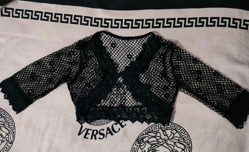 Black Crop Net Jacket
