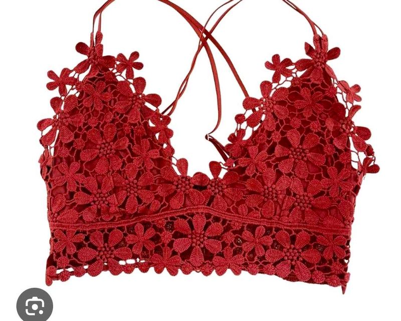 Red Floral Lace Bralette