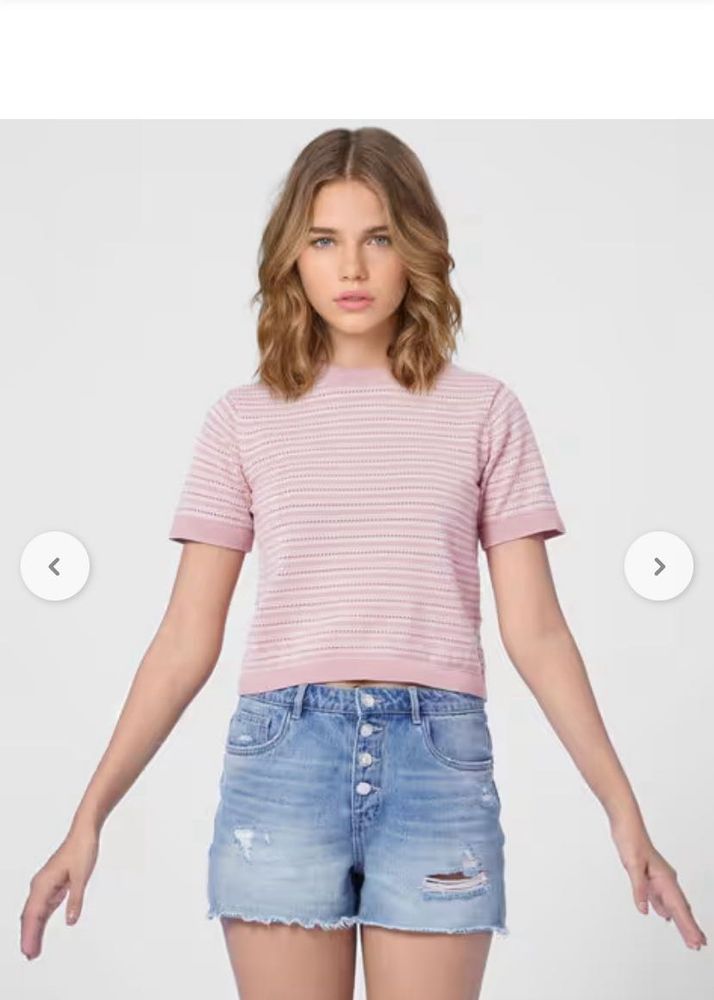 Pink Striped Knit Top
