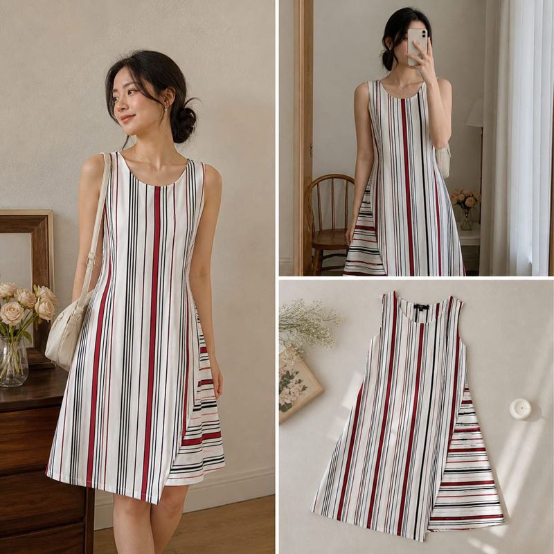 Branded New Striped Sleeveless A-Line Dress
