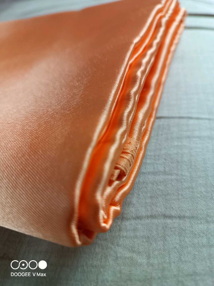 Peach Satin Fabric Or Saree-  New