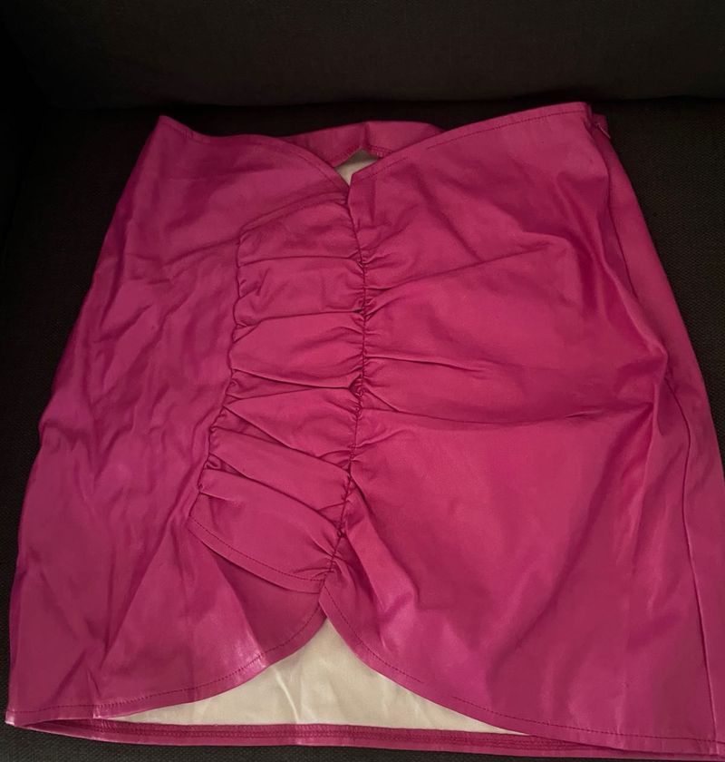 Fuchsia Ruched Mini Skirt
