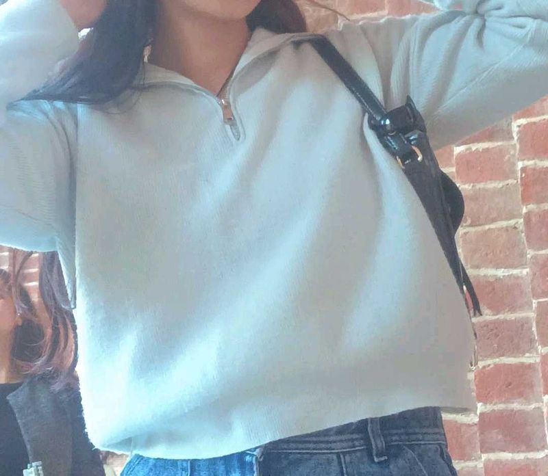 Light Blue Zip-Up Sweatshirt