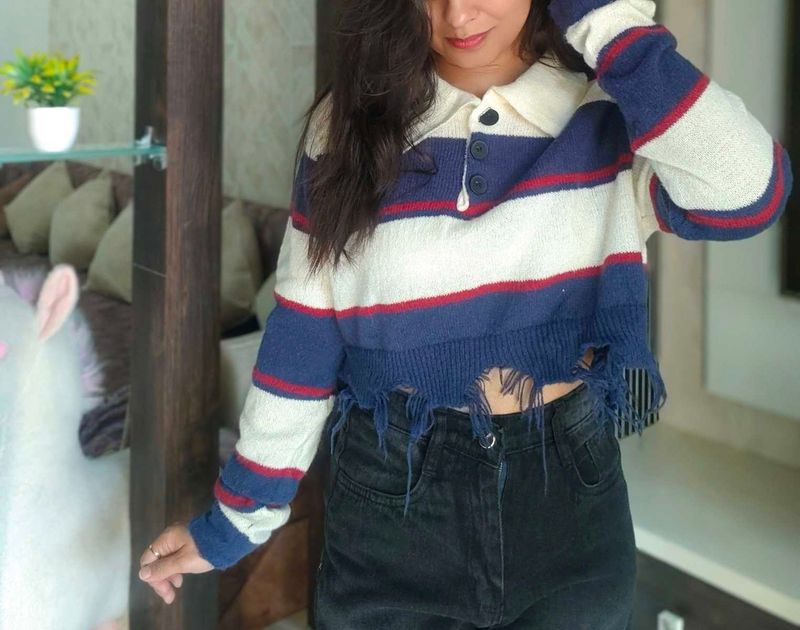 Striped Cropped Sweater