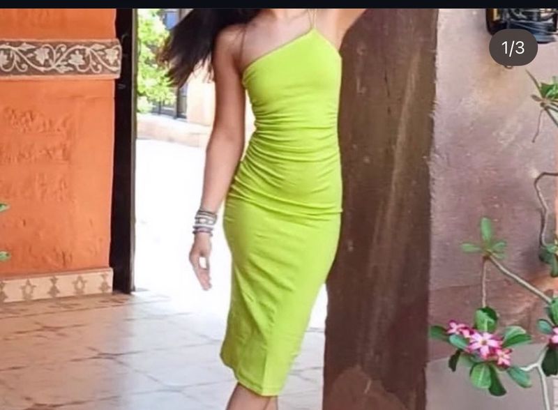 ZARA One-Shoulder Midi Bodycon Dress