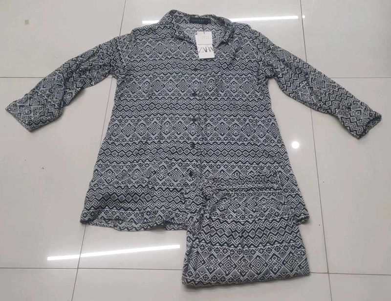 Patterned Shirt Dress
