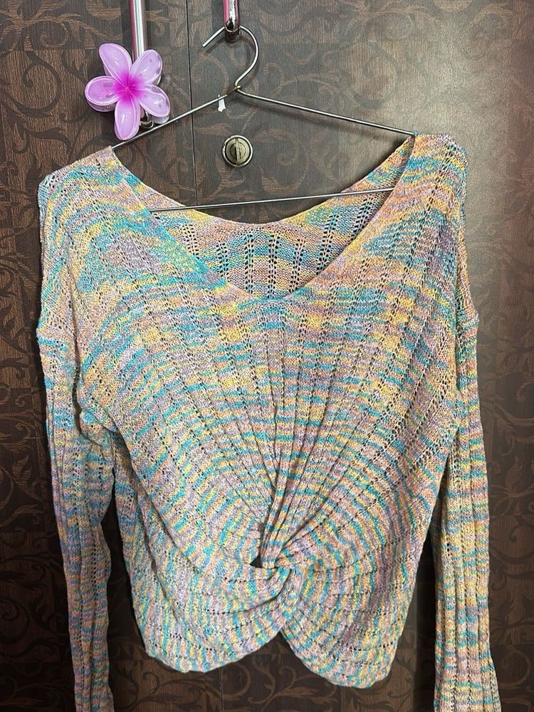 Boho Knit Twist Front Top
