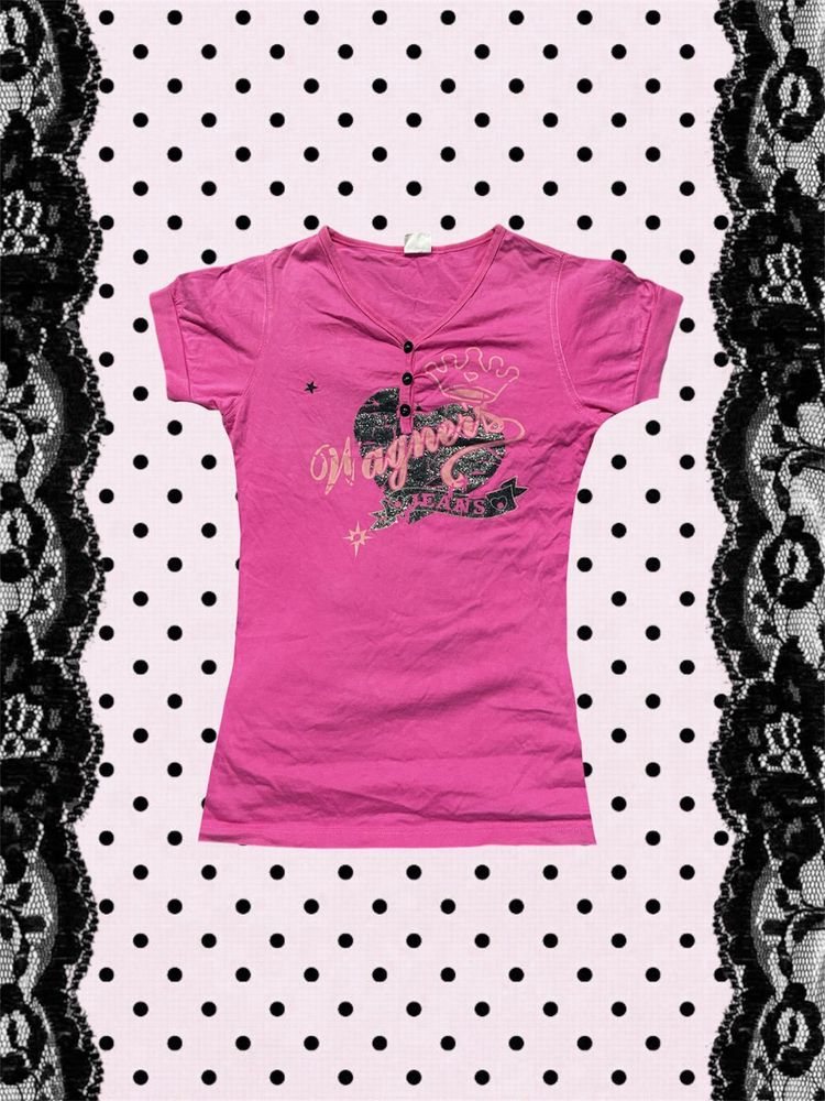 Y2K Pink graphic Henley