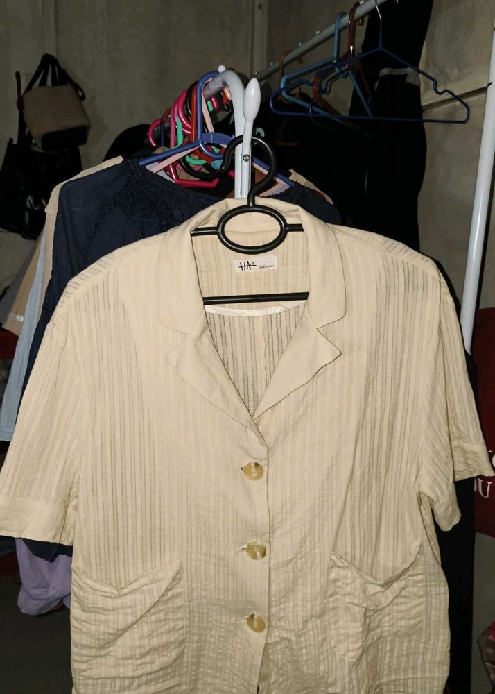 Beige Short Sleeve Blazer