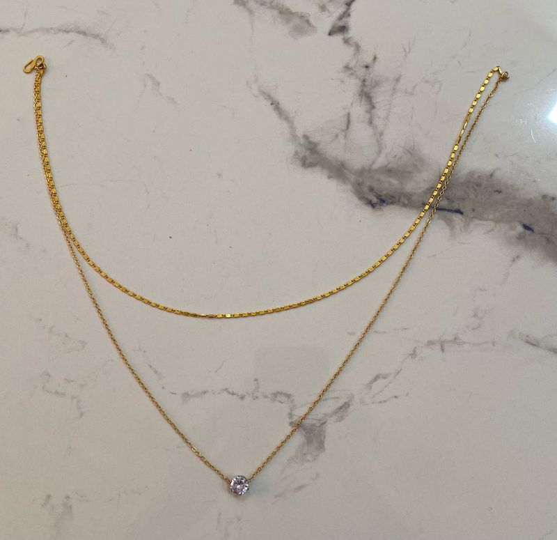 Layered Gold plated Chain Necklace