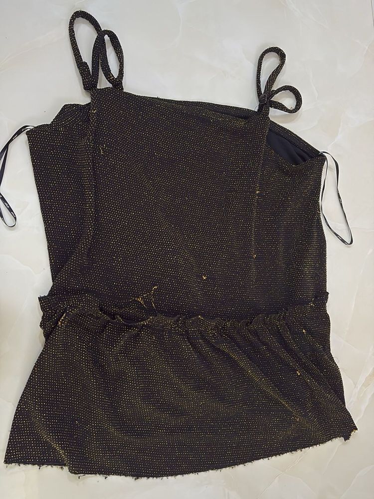 Sparkly Black Mini Ruffle Top