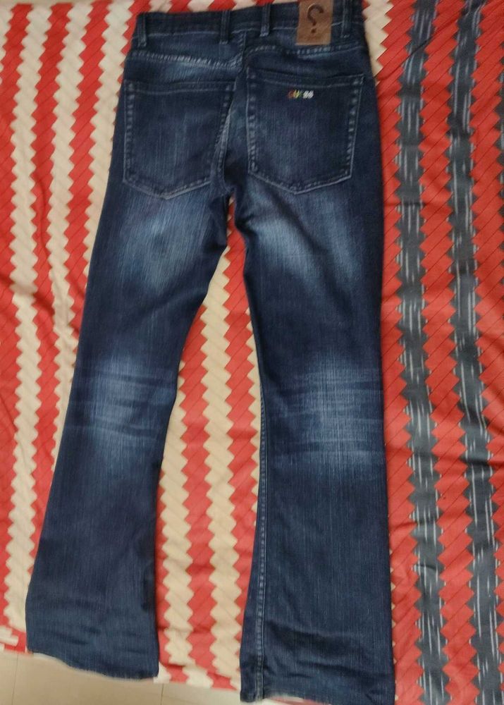 Flared Blue Denim Jeans