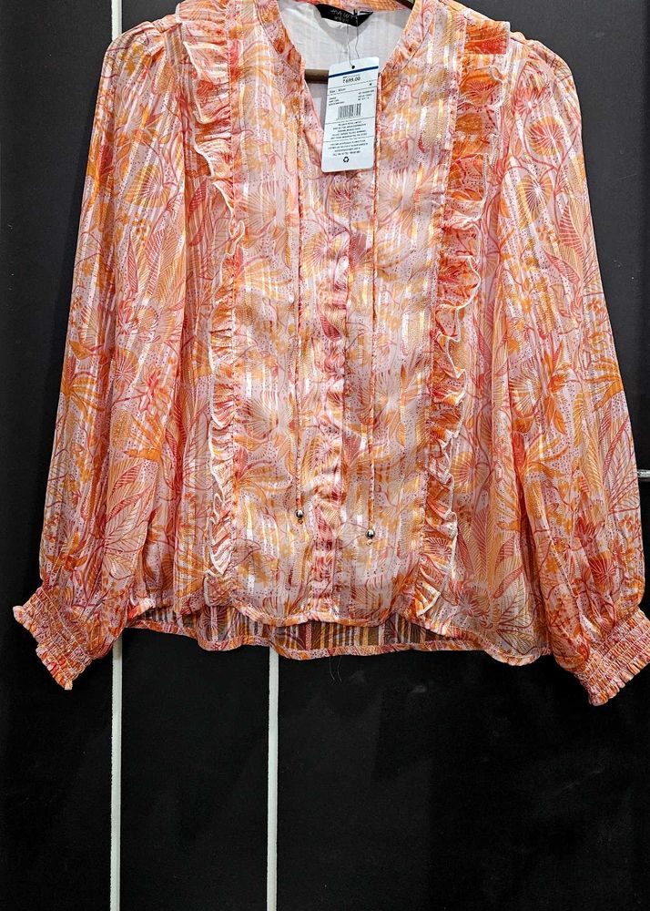 Stylish Ruffled Blouse - New with Tags!