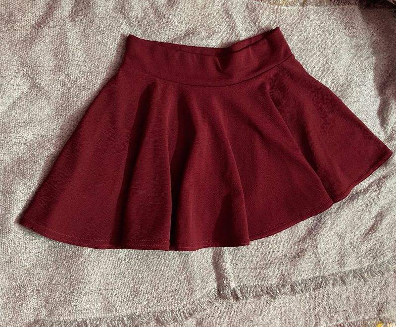 Burgundy Flared Skater Skirt