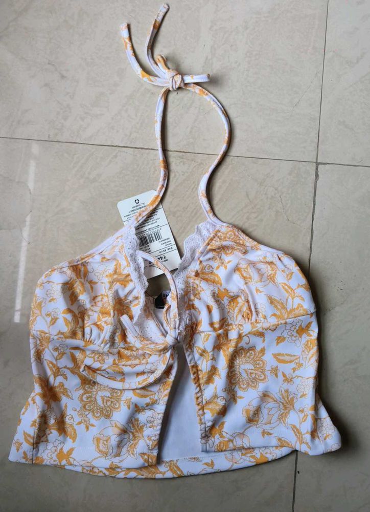 Floral Halter Neck Bikini Top