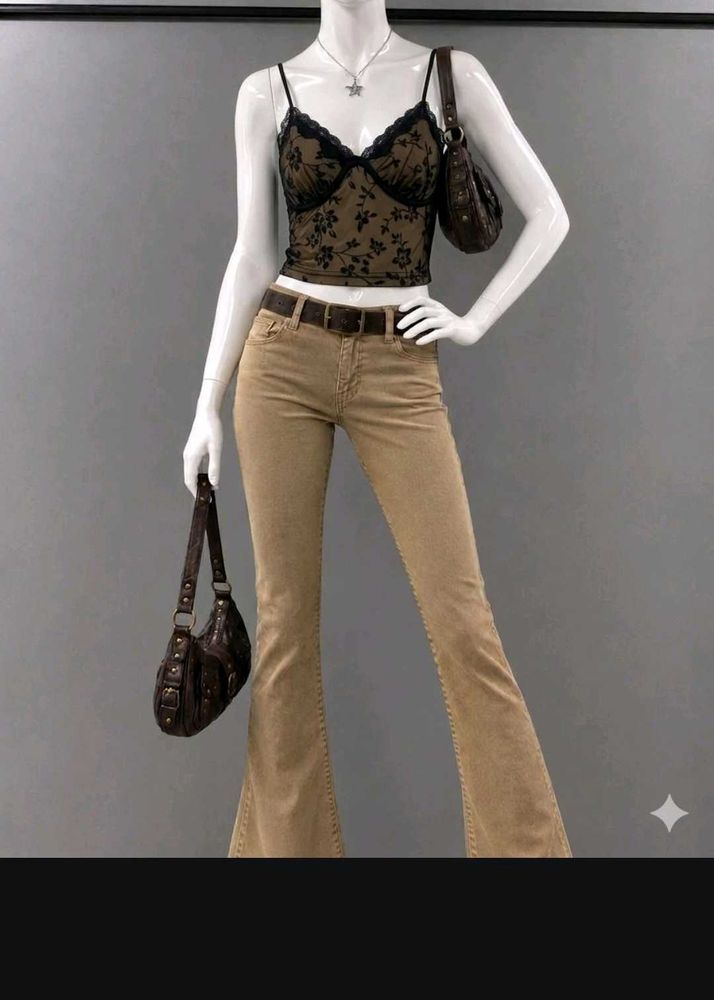 Sheer Floral Lace Trim  Top