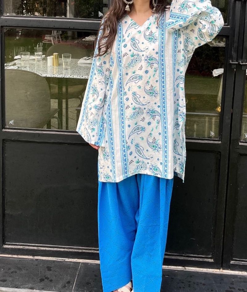 blue farshi salwar set-10%off just for today