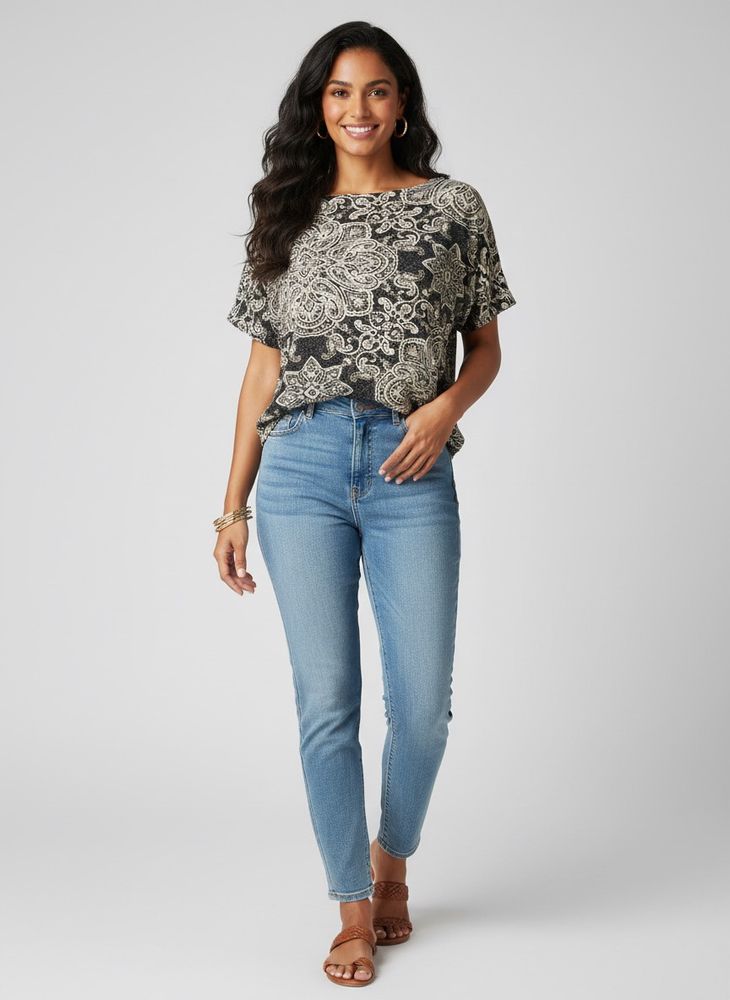 Elegant Paisley Print  boxy Top