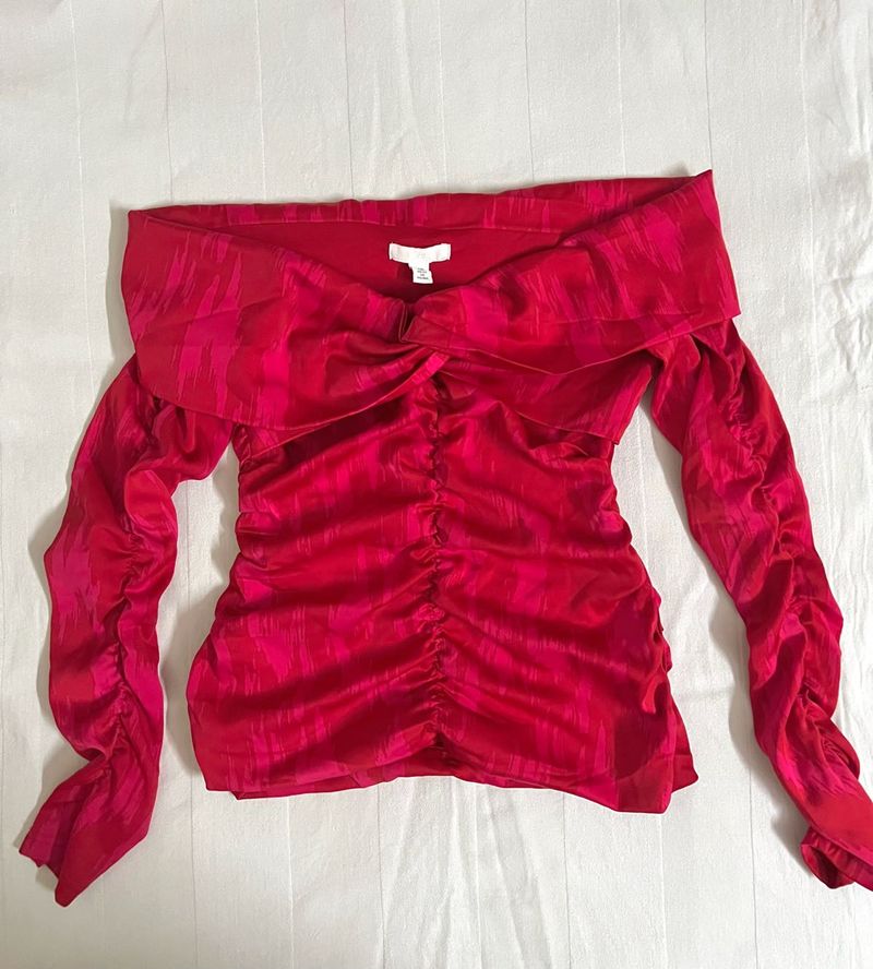 H&amp;M Vibrant Pink-Red ruched top