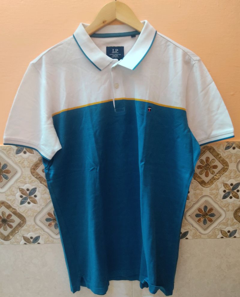 Louis philLippe white  blue cotton T shirt