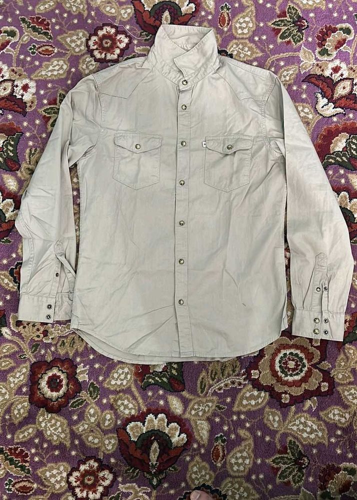 Celio Light Beige Western Style Shirt