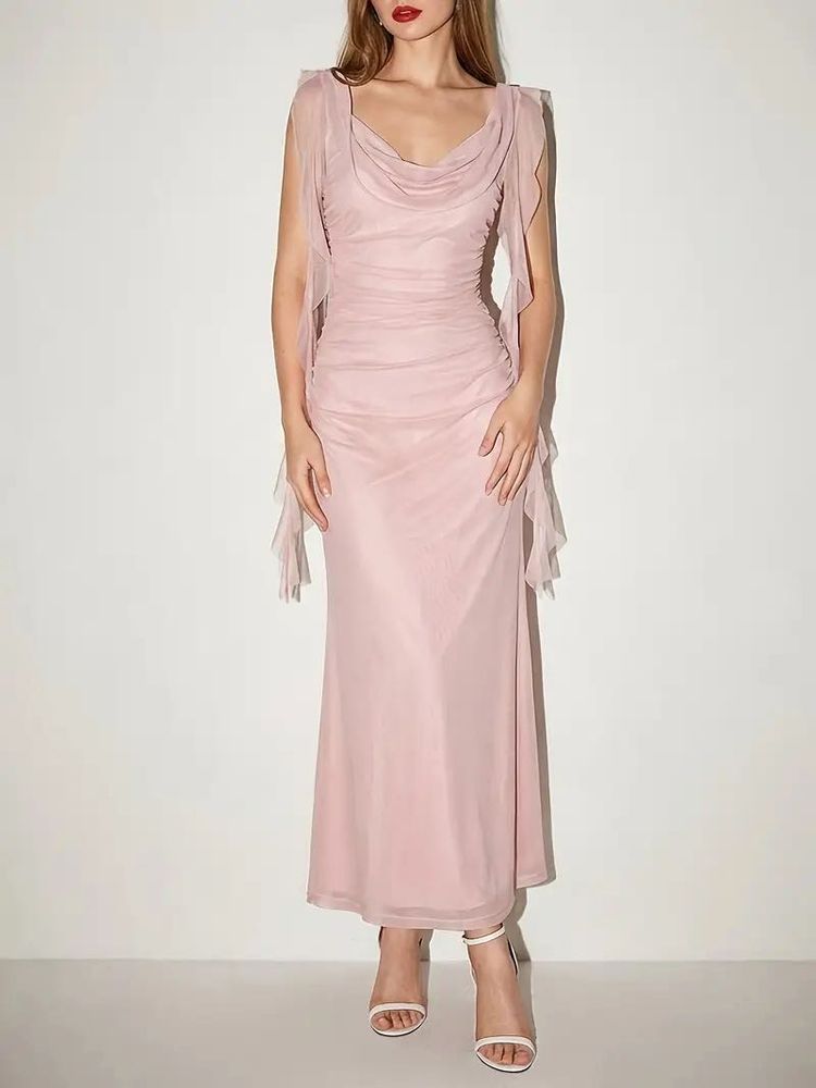 SAVANA Elegant Pink Maxi Dress