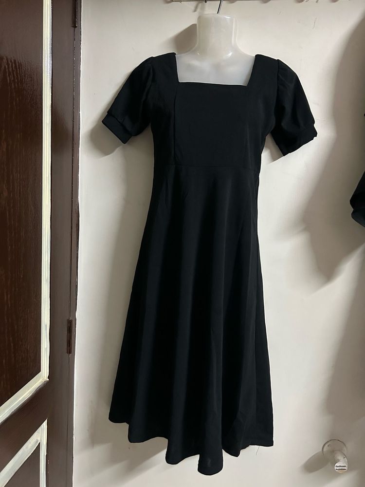 Classic Black Square Neck Dress