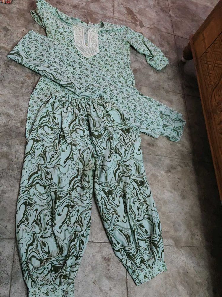 Light Green Printed Kurta Set