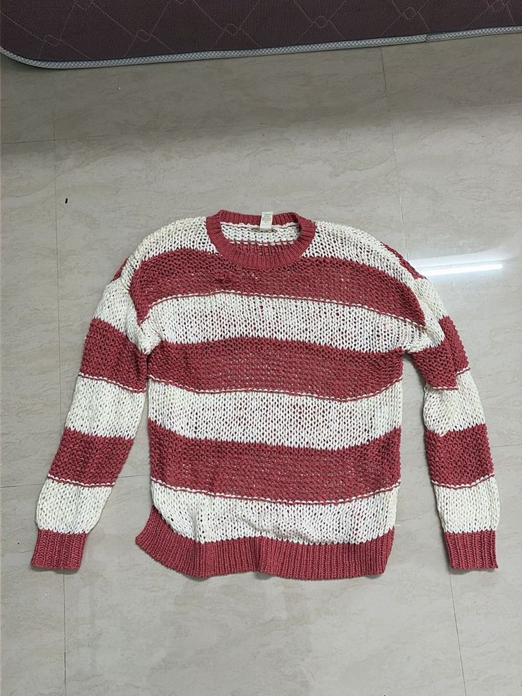 Striped crochet/knit Pullover
