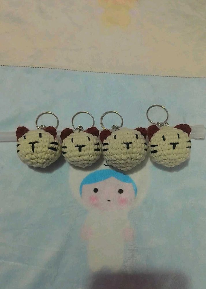 Cute Crochet Tiger Keychain Set