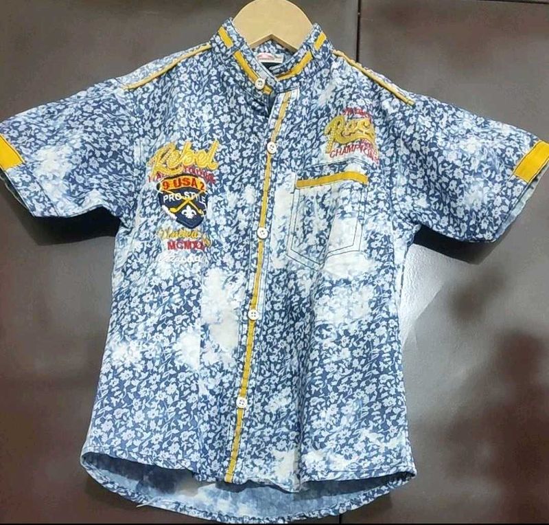 Navy Blue Printed Shirt For Baby Boy 3- 4 Year