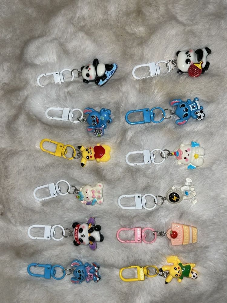 Cute Character Keychains - Set of 12